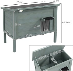 Domek zewnętrzny dla kota PawHut, odporny na warunki atmosferyczne, 1 okno, 1 drzwi, 85 x 50 x 68,5 cm, Ciemnoszary+Czarny