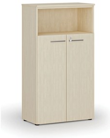 Szafa biurowa kombinowana PRIMO WOOD, drzwi na 3 poziomach, 800 x 420 x 1434 mm, brzoza
