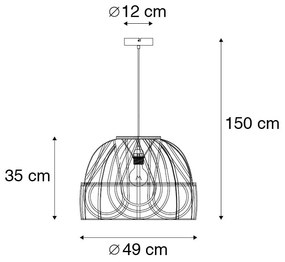 Orientalna lampa wisząca rattan 49 cm - MichelleKolonialny Oswietlenie wewnetrzne