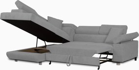 Narożnik z funkcją spania sprężyny faliste TORRE lewy Szary