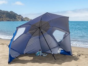 Parasol plażowy SOLARO z filtrem UV 210x200 cm, niebieski