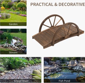 Outsunny Most ogrodowy z drewna świerkowego, drewniany most z wzorem koła, do 150 kg 100 x 50 x 37 cm Postarzany