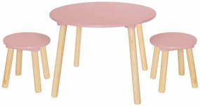 Różowy zestaw dla dziewczynki stolik z taboretami P0-S43