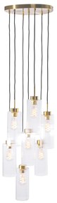 Lampa wisząca w stylu art deco złota ze szkłem 7-światłowa - Laura ArtDeco Oswietlenie wewnetrzne
