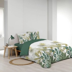 Biało-zielona bawełniana pościel dwuosobowa 240x220 cm Otika – douceur d'intérieur