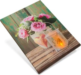 Obraz na ścianę przedstawiający różę i latarnię, 1 LED, 30 x