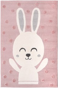 Dywan Skandi Kids Króliczek różowy 125x170 Prostokąt