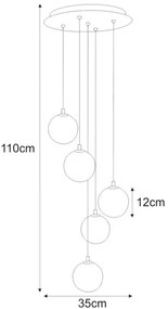 Lampa z wiszącymi beżowymi kulamo R1-H58