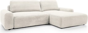 Masseno Narożnik OSSO z funkcją spania i pojemnikiem na pościel Narozniki L, Rozkładana sofa - Kremowy, AMBIENCE 01