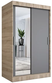 Szafa przesuwna MODUO COMFORT 120 dąb sonoma/antracyt z lustrem po lewej MKPOL