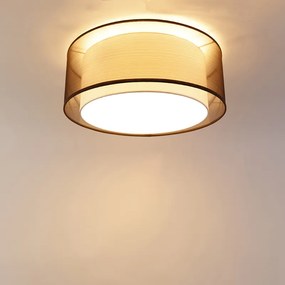 Nowoczesna lampa sufitowa brązowa z białą 50 cm 3-światła - Drum Duo