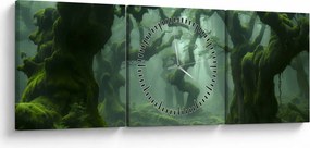 Obraz - Las porośnięty mchem (z zegarem) (90x30 cm)