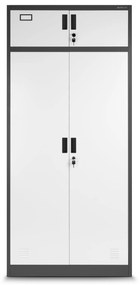 Wielokomorowa szafa socjalna z miejscem na ubrania BORYS, 900 x 1850 x 500 mm, antracytowo-biała