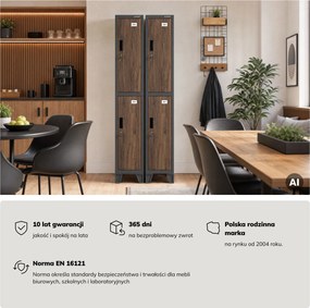 Szafka ubraniowa metalowa pracownicza głęboka 2-drzwiowa antracyt/orzech, 292x1720x600 mm: BARTEK 1 Plus D600 Eco Design