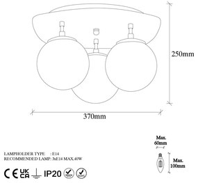 Lampa sufitowa w kolorze złota ze szklanym kloszem 37x44 cm Well – Opviq lights