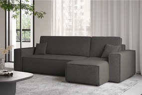 Narożnik z funkcją spania i pojemnikiem, Sofa w kształcie L, BEST L, tkanina Abriamo, Grafitowy, Prawy