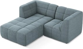 Niebieski narożnik z materiału bouclé (lewostronny/z szezlongiem) Aloha – Makamii