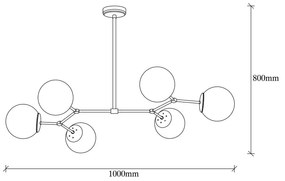 Biała lampa wisząca z 6 kloszami z elementami w kolorze złota Opviq lights Damar Horizontal