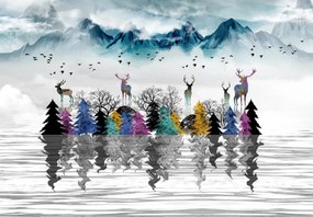 Fototapeta - Jeleń nad wodą (196x136 cm)
