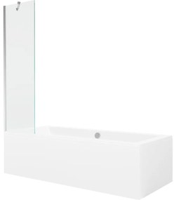 Mexen Cube wanna prostokątna 180 x 80 cm z obudową i parawanem 1-skrzydłowym 50 cm, transparent, chrom - 550518080X9505000001
