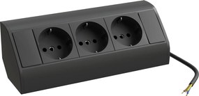 3-gniazdowa listwa zasilająca w kolorze czarnym do narożników