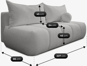 Sofa z Funkcją Spania SARIA Szara Boucle Nowoczesna