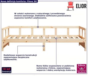 Sosnowe pojedyncze łóżko w naturalnym kolorze 80x200 - Nulsa 3X