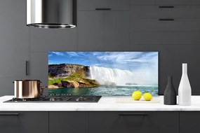 Szkło do Kuchni na Ścianę Kaskada Wody nad Oceanem