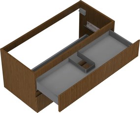 Mexen Rivel szafka łazienkowa podumywalkowa 100 cm, 2 szuflady, ryflowana , orzech - 91A20-10047-2-BFF86