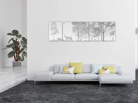 Obraz - Łąka z jeleniami (170x50 cm)