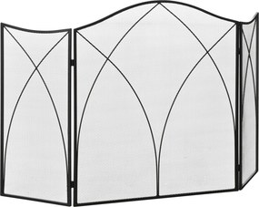 HOMCOM Osłona na kominek, trzykrotnie składana, struktura metalowa, powłoka, 126x2x76 cm, Czarna