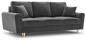 Jasnoszara aksamitna rozkładana/ze schowkiem sofa 235 cm Kyoto – Cosmopolitan Design