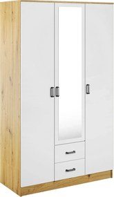 Trzydrzwiowa skandynawska szafa z lustrem dab artisan + biały Z9-S03