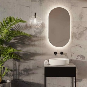 Lustro owalne oszlifowane podświetlane symetryczne bezramowe z sensorem 70 x 130 cm PLATAN LED