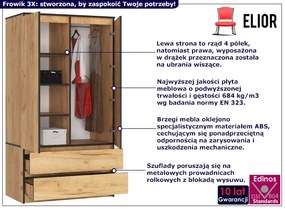 Szafa dwudrzwiowa na ubrania dąb craft - Frowik 3X