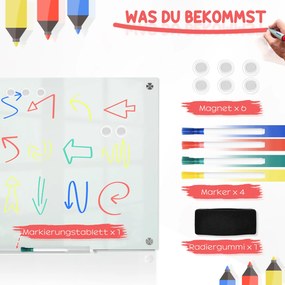 Vinsetto Zestaw tablicy białej magnetycznej z markerami i gumką 90x60x04 cm Biała | Aosom PL