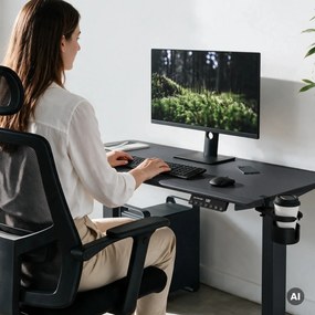 Biurko elektryczne z regulacją wysokości ergonomiczne antracytowe,1200x600 mm: ARIA