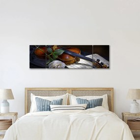 Obraz - Róże i skrzypce (170x50 cm)