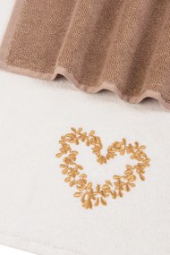 Ręczniki kuchenne HEART, 2 szt Kremowy / Mustard Zestaw (2szt., 40x60 cm)
