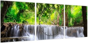 Obraz wodospadu w Kanchanaburi, Tajlandia (z zegarem) (90x30 cm)