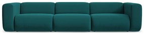 Turkusowa aksamitna sofa 319 cm Ekahi – Makamii
