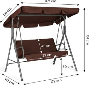 Huśtawka ogrodowa Cozy z regulowanym daszkiem, kolor brązowy