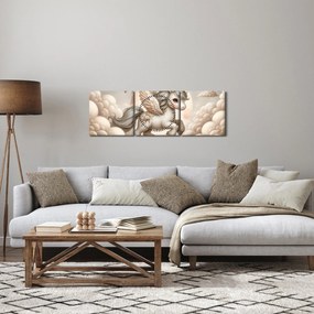 Obraz - Jednorożec w chmurach (z zegarem) (90x30 cm)