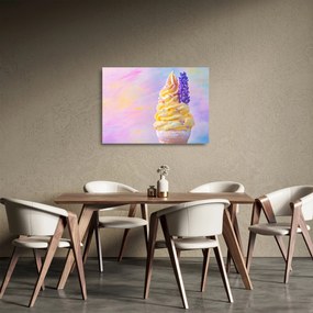 Obraz na szkle - Lody z lawendą (70x50 cm)