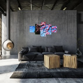 Obraz malowanego kwiatu wiśni (125x70 cm)