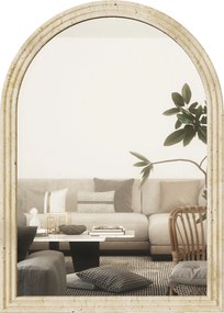 HOMCOM Lustro ścienne Łukowate Lustro z Ramą z Polistyrenu Dekoracyjne Wiszące 50 x 70 cm Beżowe | Aosom PL