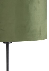 Lampa podłogowa regulowana czarna klosz welurowy zielony 35cm - ParteWiejski/ Rustykalny / Vintage Oswietlenie wewnetrzne