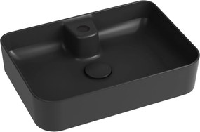 Umywalka ceramiczna nablatowa czarna z otworem na baterię 50x35 cm LERA Black