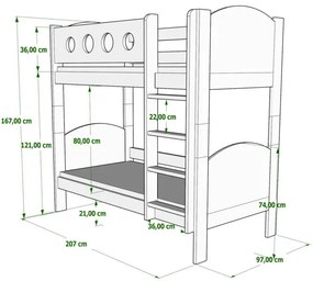 Łóżko dziecięce 2-osobowe z 2 szufladami sosna - Mimi 4X 200x90 cm