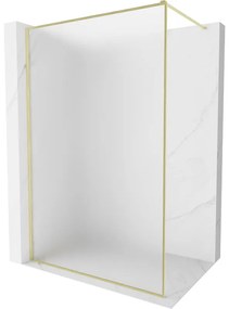Mexen Kioto-F ścianka prysznicowa Walk-in z ramką 130 x 202 cm, szron 8 mm, złota szczotkowana - 800-130-104-55-30
